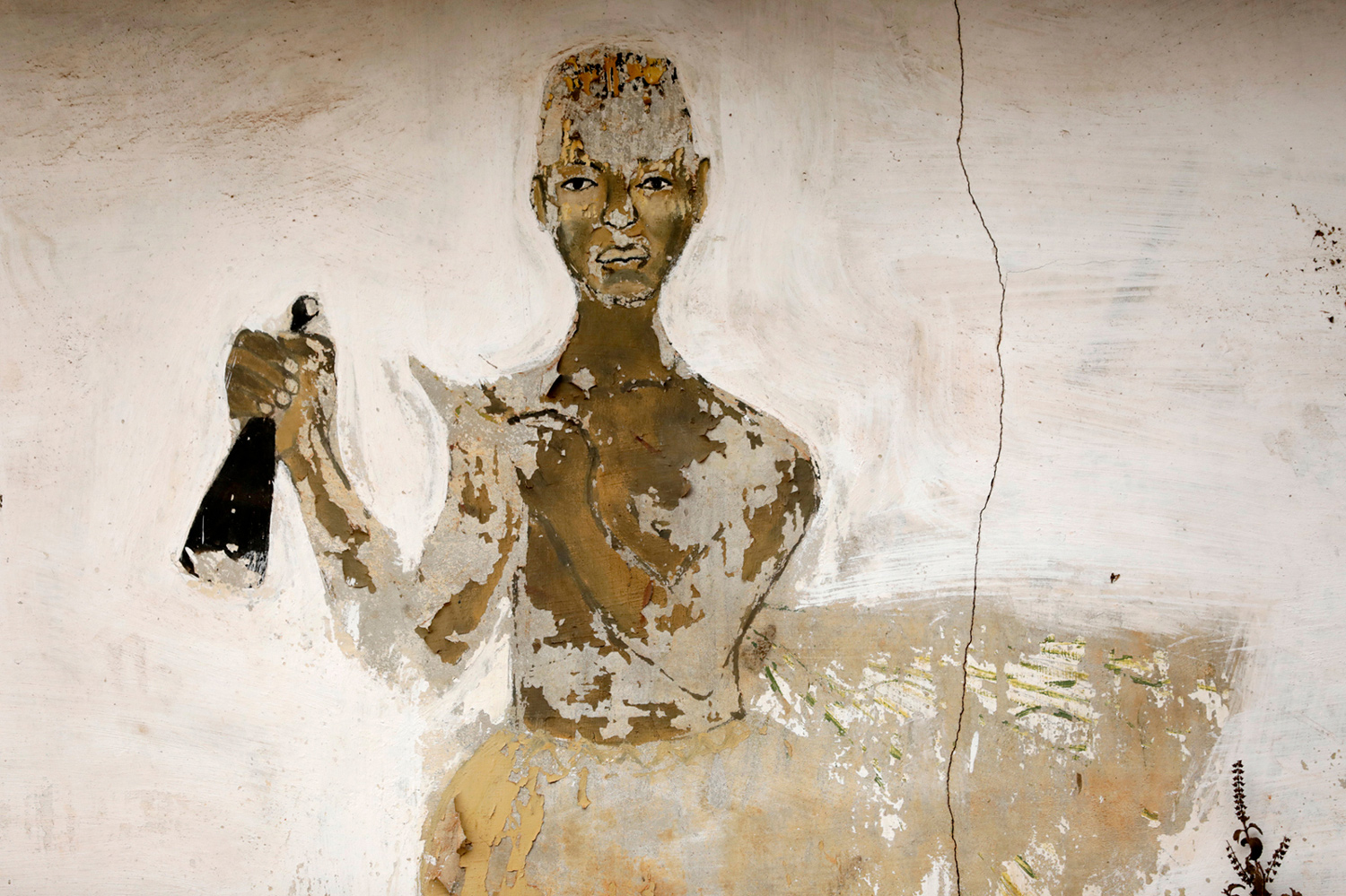 Fresque représentant un adepte du culte Sakpata au Bénin en 2017