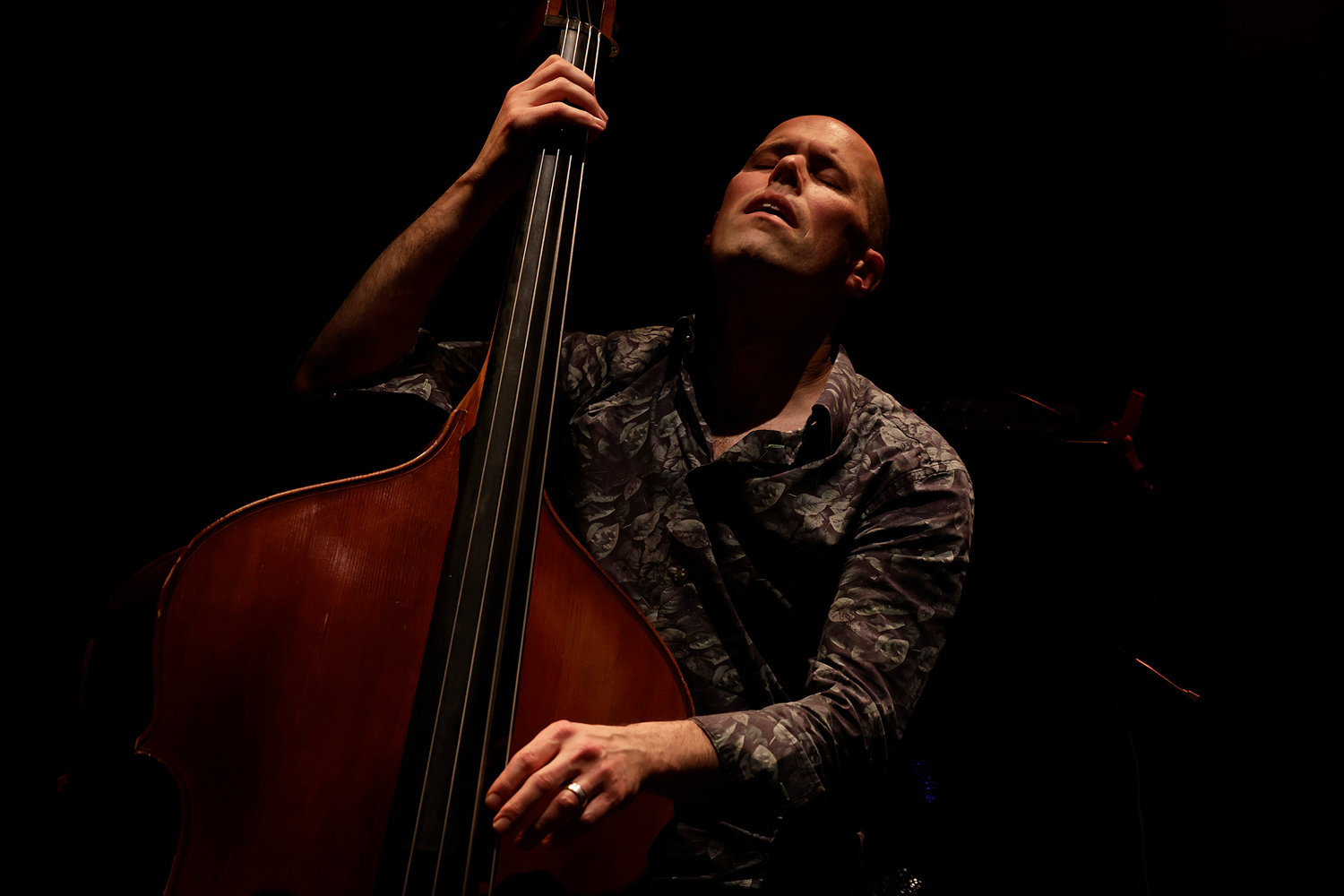Chris Jennings, contrebassiste, lors du concert de Grégory Privat autour de l’album « Phoenix » au Comptoir Halle Roublot à Fontenay-sous-Bois en 2024