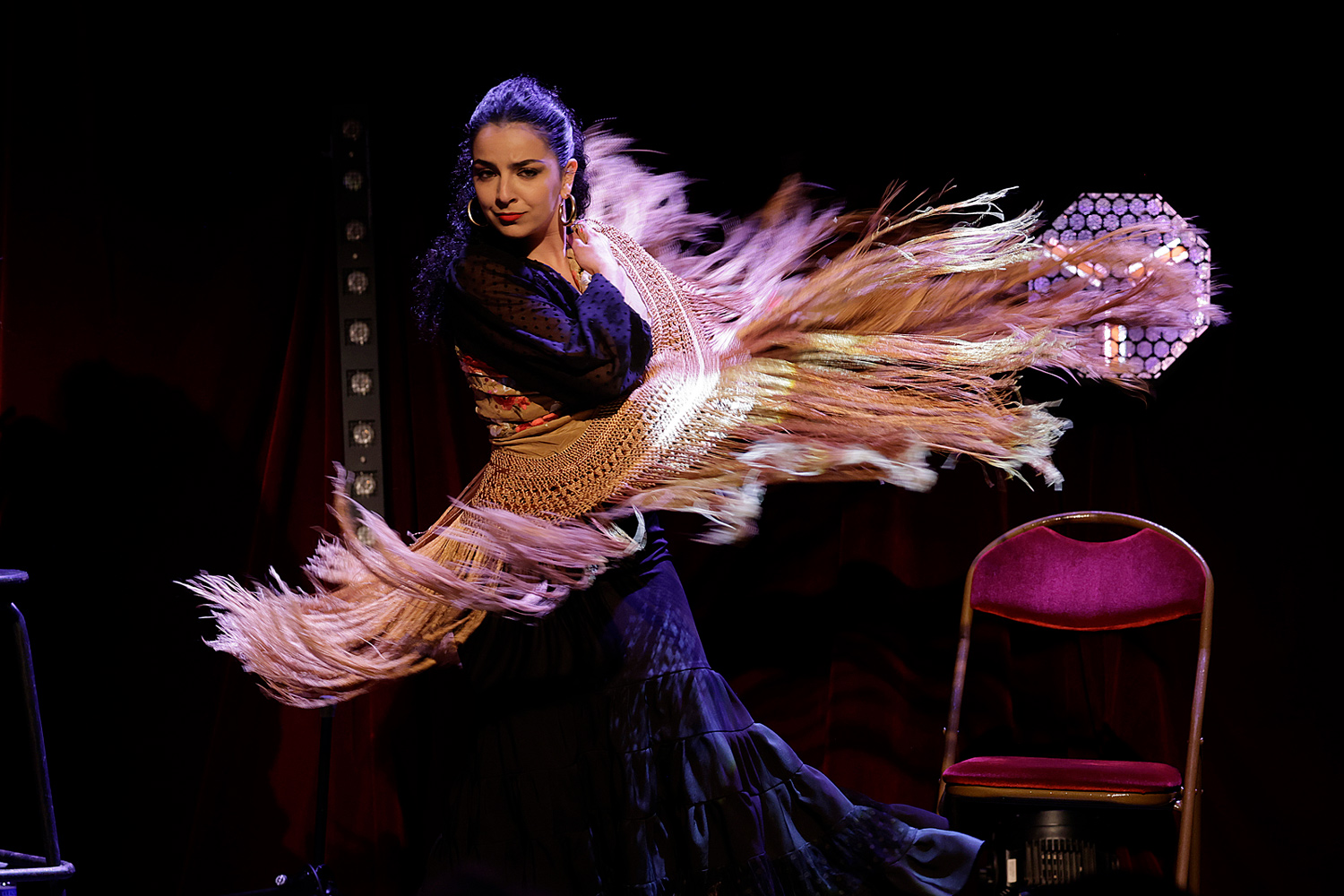 Céline Daussan, danseuse de flamenco, lors du spectacle Arpa Flamenca au Studio de l’Ermitage à Paris en 2025